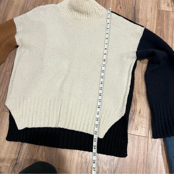 FRAME Color Blocked Sweater Turtleneck Pullover Wool Silk Cashmere - Picture 9 of 13